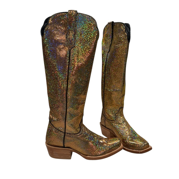 R. Watson Boots Shoes - R Watson Disco Fever Gold Holographic Leather Western Boots Womens 7B